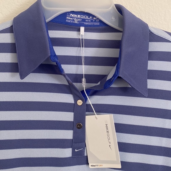 NWT NIKEGOLF FITDRY Polo Shirt Blue & Light Gray Stripes SZ S - Picture 2 of 4